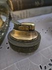 Glass And Brass Table Lighter With Decorative Metal Band Vintage