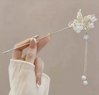 6pcdecorative Floral Butterfly Hair Sticks Set  Metal plastic  Silver Women Teen