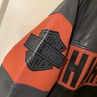 Harley-davidson Mens Medium Leather Riding Jacket Black Orange Bar Shield M 