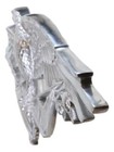 Large 26  Polished Aluminum Bald Eagle Clutching Usa Flags And Crest Wall Decor