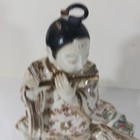 Antique Japanese Satsuma Porcelain Standing Woman Bijin With Flute Figure