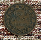 1888 Canadian Large One Cent Coin Queen Victoria Penny