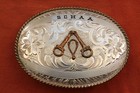 Vtg B-k Sterling Silver Front Cowboy Rodeo Schaa Western Trophy Belt Buckle 