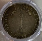 Chile Republic  volcano  Peso 1817 Santiago-fd Pcgs Xf  Santiago Mint  Km82 2