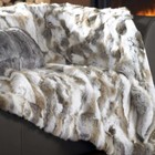 Natural Luxury Rabbitd Hide Fur Warm Throw Bedspread Blanket Carpet King Queen