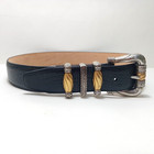 Brighton Vintage 1996 Leather Belt Western Black Gold Silver Buckle Medium Women