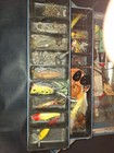 Vintage Tackle Box Full Of Lures Many Wood