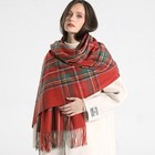 Women s Red Plaid Scarf Oversized Tartan Winter Wrap Tassel Shawl