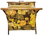 Vtg Mcm Knitting Sewing Caddy Crochet Yarn Basket Folding Wood Frame Vintage