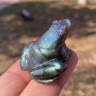 Natural Labradorite Quartz Crystal Frog Carved Gem Statue Mini Healing Ornament