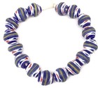 Authentic Dark Blue Bicone Ghana Handmade Recycled Glass African Trade Beads