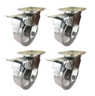 4 Heavy Duty Caster Set 4  5  6  8  All Steel Wheels Rigid   Total Lock Brake