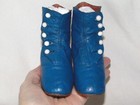 Antique Victorian Unusual Blue Leather 5-side Button Baby Child Shoes