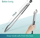 Grill Tongs  17 Inch Extra Long Bbq Tongs  Premium Stainless Steel Metal Tongs