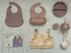 Baby Feeding Set Silicone Bibs Plate Cup Straw Bottle Bra Gift Bundle New