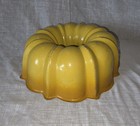 Vintage Bundt Aluminum Cake Pan Ombre Harvest Gold Color With White Interior