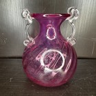 Cranberry Glass Vase Art Glass Glows Green Manganese Glass Antique Vintage