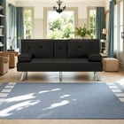 Sofa Bed With Cup Holder Convertible Futon Couches Adjustable Backrest Modern