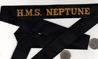 British Navy Ship Tally Hms Neptune Hat Insignia Badge