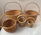Vintage Round Nantucket Baskets Nested Set Of 5 Nautical Cottage Home Decor