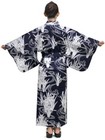Women s Yukata Robe Japanese Summer Kimono - Iris   Flowing Water Navy