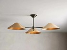 1950 S Mid Century Antique Simms 3 Light Flush Mount Chandelier Italian Modern