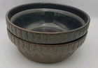 Lot Of 2 Vintage Nesting Stoneware Picket Fence Patterned Soup Bowls 7  Bowl