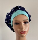 Surgical Scrub Cap  Nurses Hat  Bouffant  Navy  Sailboats