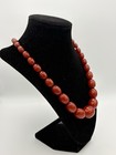 Art Deco Cherry Amber Marbled Bakelite Oval Barrel Bead Graduated Necklace 55 G