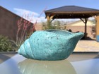 Vintage Seashell Conch Shell Ceramic Planter Teal Turquoise Crackled Glaze Heavy