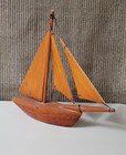 Vintage Sailing Ship Boat Wood Model Pond Yacht 14 In  Long  shf 