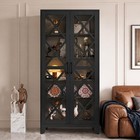 71  Black Metal Display Cabinet With Glass Doors  4 Adjustable Shelves Curio
