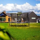 Jumpflex 14  Trampoline Mega Outdoor Playset With Net And Ladder  Green black