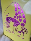 Vtg 70 Groovy Yellow Vinyl Metallic Purple Mushroom Notepad Holder Notebook Rare