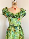 Vintage 70 s Victor Costa Floral Print Dress 1970 s Designer Floor Length Gown