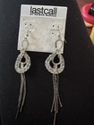 Silver Drop Earrings With Rhinestone And Glass Accents