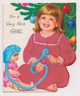 Vintage Girl Christmas Card - Pristine Unused Condition - Original Envelop L  k
