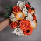 Orange Ivory Rose Calla Lily Real Touch Bridal Wedding Bouquet Accessories