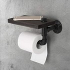 Pipe Toilet Paper Holder With Rustic Wooden Shelf  For Bathroom  Washroom Us
