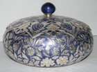 Vtg Korean 990 Sterling Silver   Enamel Lidded Jewelry Dresser Trinket Box 370g