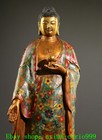 19 2  old Tibet Bronze Cloisonne Enamel Gilt Shakyamuni Amitabha Buddha Statue