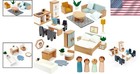 Natural Wood Doll House Furniture Playset With Family Dolls