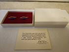 Vintage Chevy Bowtie Accessory Enameled Cufflinks 1974 Contest Achievement Award