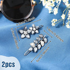 2pcs 2inch Vintage Rhinestone Hair Clips Ink-blue Sparkly Crystal Hairpin Flower