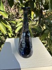 Black Glass Vase Navy Blue White Lava Style Mid Century Style 9 7   