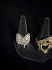 Lot Of 3 Vintage Gold Tone Cocktail Rings Cluster Statement Costume Jewelry