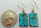 925 Sterling Silver Blue Turquoise Inlay Dangle Earrings Southwestern