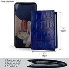 Blue Double Side Crocodile Wallet Passport Holder Travel Cover Case Luxury Gifts