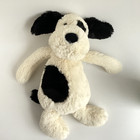 Jellycat London Bashful Rufferty Black   Cream Puppy Dog Plush 12  Retired Vgc