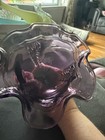 Vintage Fenton Purple Amethyst Glass Scalloped Compote Dish Tall Bowl 6   